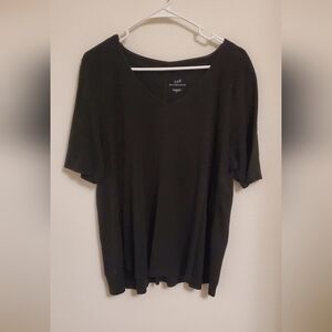 J. Jill Black Pima V-Neck A-Line Tee FLAWED